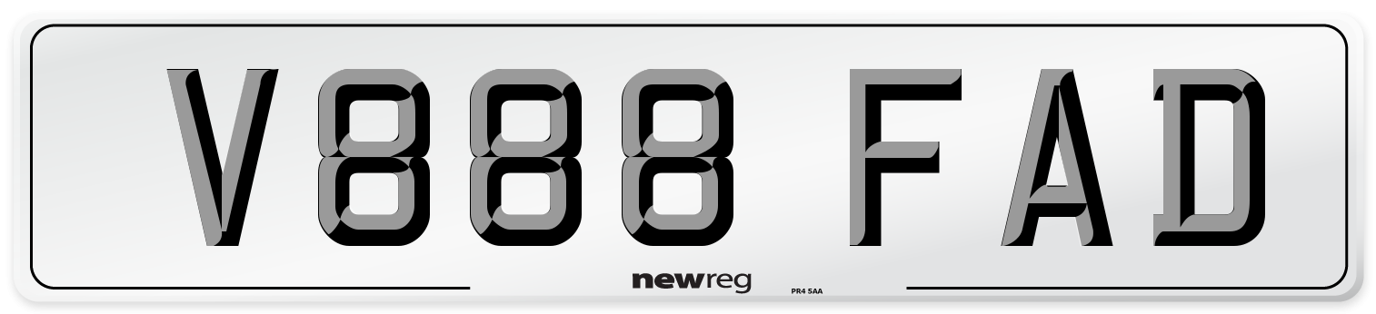 V888 FAD Number Plate from New Reg